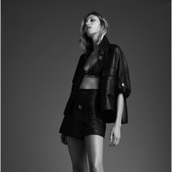 ZARA Black Metallic Button Front Shacket Cardigan - Picture 2 of 8